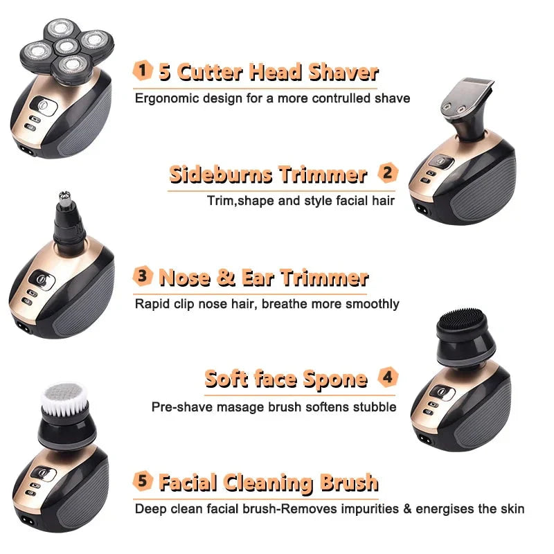 5-in-1 multifunctional 4D electric shaver