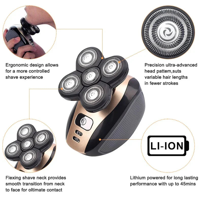 5-in-1 multifunctional 4D electric shaver