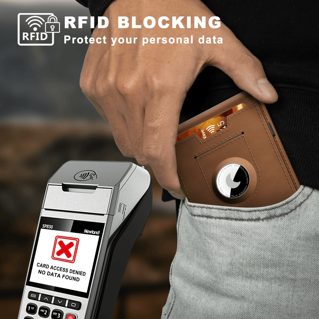 Pop Up aluminum bag Money Clip Slim Leather Slots Credit Card Holder RFID Blocking Bifold Minimalist Wallet
