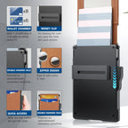 Pop Up aluminum bag Money Clip Slim Leather Slots Credit Card Holder RFID Blocking Bifold Minimalist Wallet