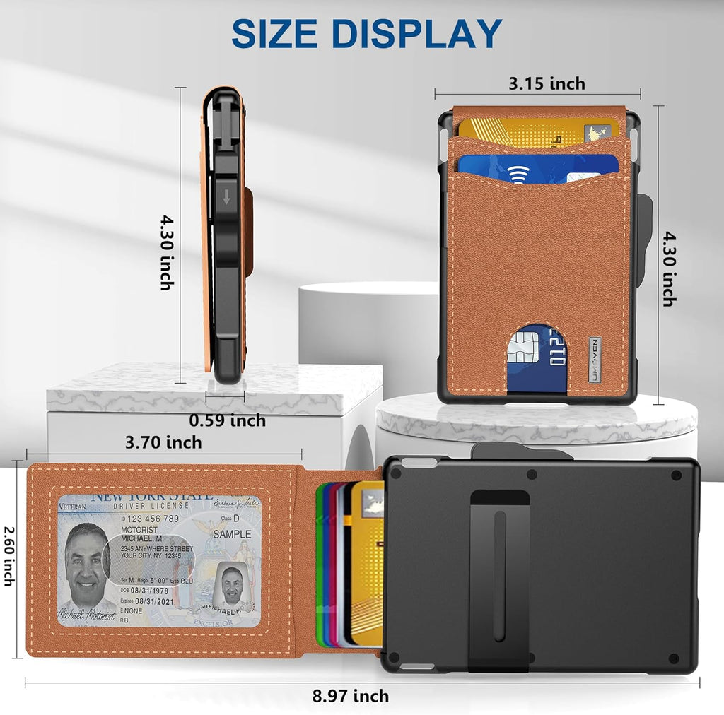 Pop Up aluminum bag Money Clip Slim Leather Slots Credit Card Holder RFID Blocking Bifold Minimalist Wallet