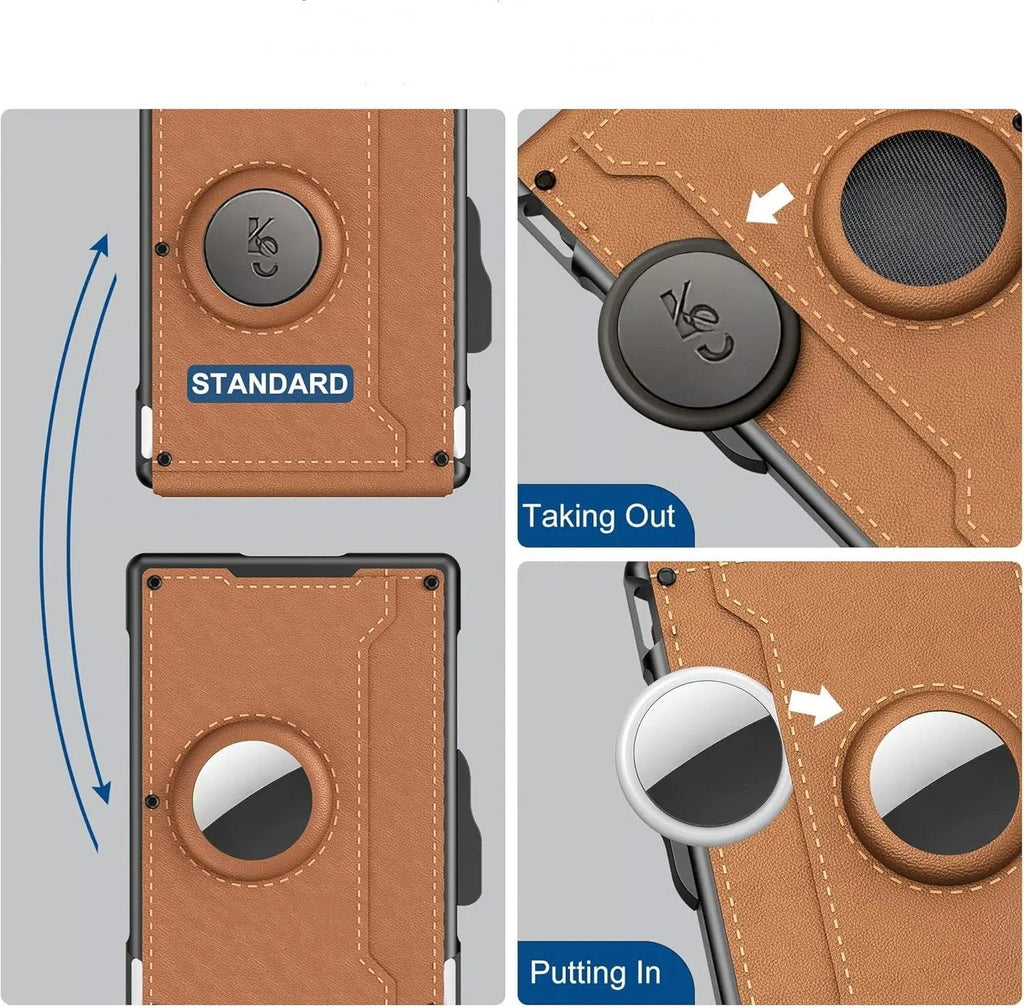 Pop Up aluminum bag Money Clip Slim Leather Slots Credit Card Holder RFID Blocking Bifold Minimalist Wallet