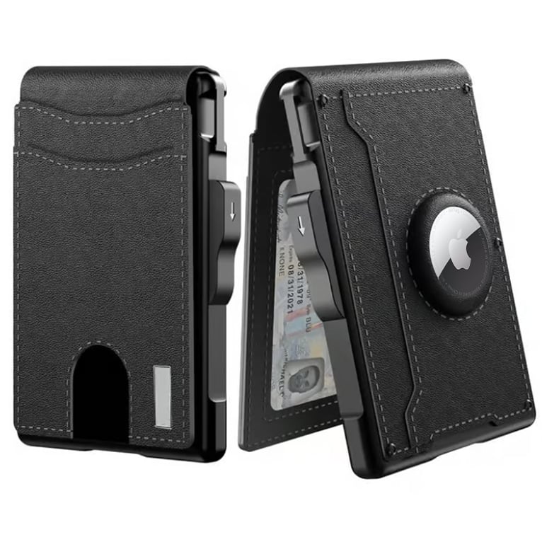Pop Up aluminum bag Money Clip Slim Leather Slots Credit Card Holder RFID Blocking Bifold Minimalist Wallet