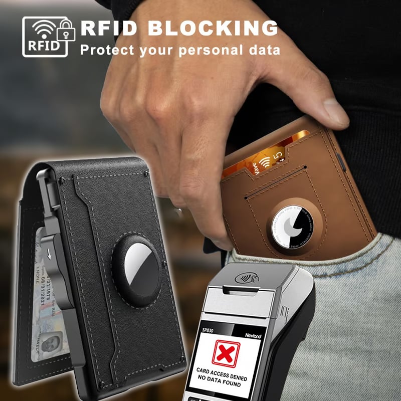 Pop Up aluminum bag Money Clip Slim Leather Slots Credit Card Holder RFID Blocking Bifold Minimalist Wallet