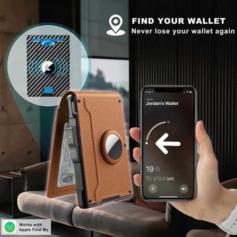 Pop Up aluminum bag Money Clip Slim Leather Slots Credit Card Holder RFID Blocking Bifold Minimalist Wallet