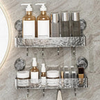 Wall-mounted detachable suction cup shelf with hooks