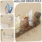 Wall-mounted detachable suction cup shelf with hooks