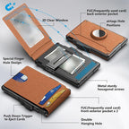 Wallet for men - with pop-up aluminum case Minimal wallet with leather money clip with space for credit cards RFID blocking