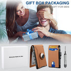 Wallet for men - with pop-up aluminum case Minimal wallet with leather money clip with space for credit cards RFID blocking