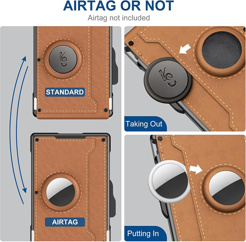 Wallet for men - with pop-up aluminum case Minimal wallet with leather money clip with space for credit cards RFID blocking