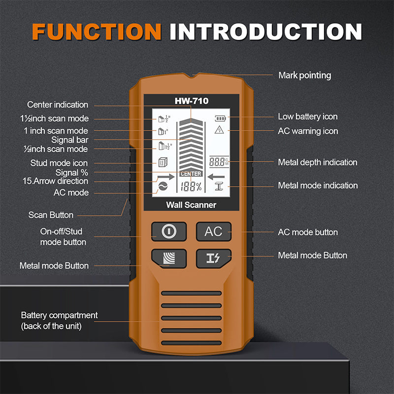 Multifunctional handheld metal and wall detector