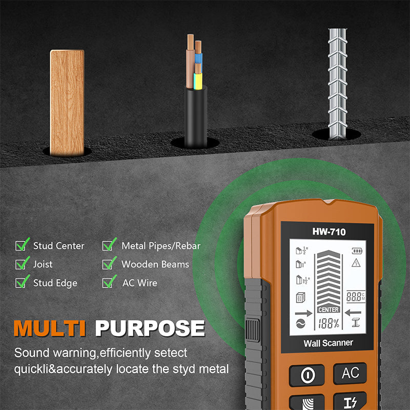 Multifunctional handheld metal and wall detector