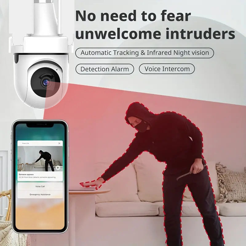 Wireless security cameras with night vision and lightbulb