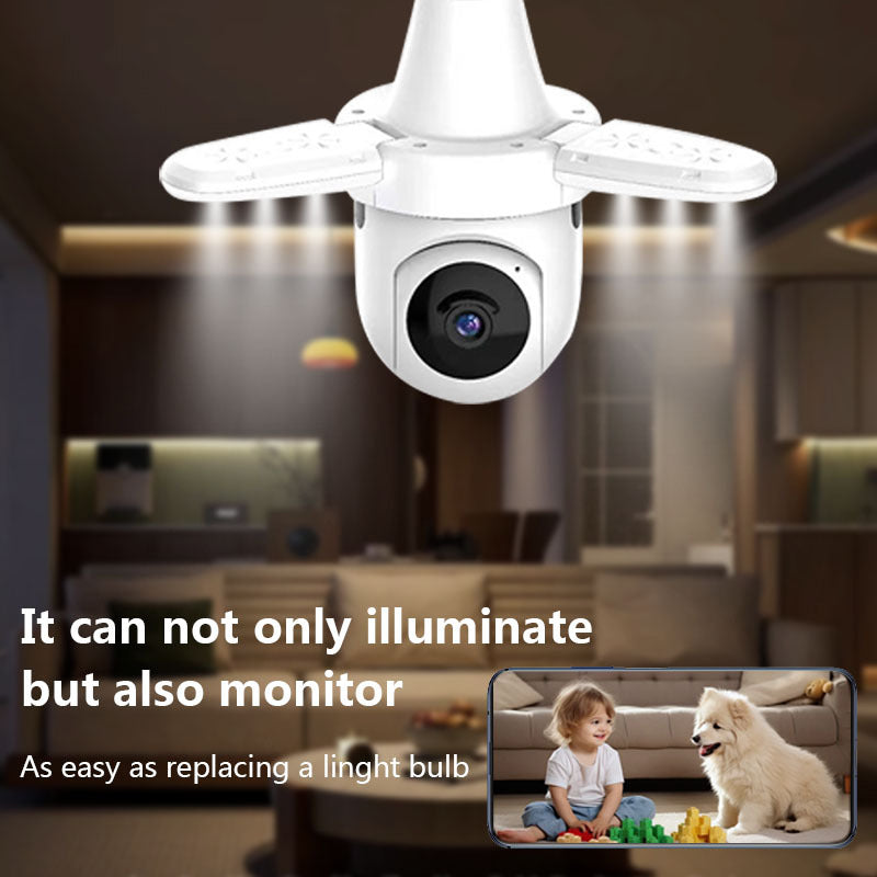 Wireless security cameras with night vision and lightbulb