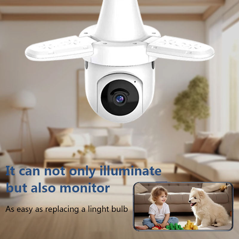 Wireless security cameras with night vision and lightbulb