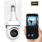 Wireless security cameras with night vision and lightbulb