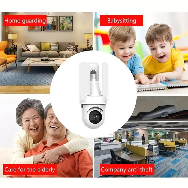 Wireless security cameras with night vision and lightbulb
