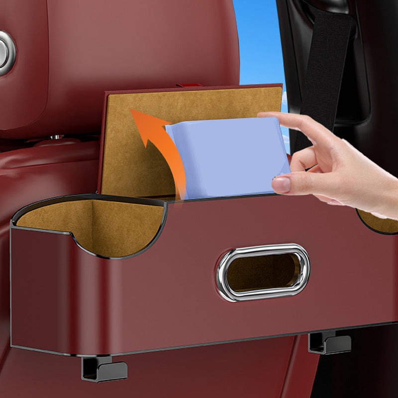 Universal napkin box with hooks for the back seat