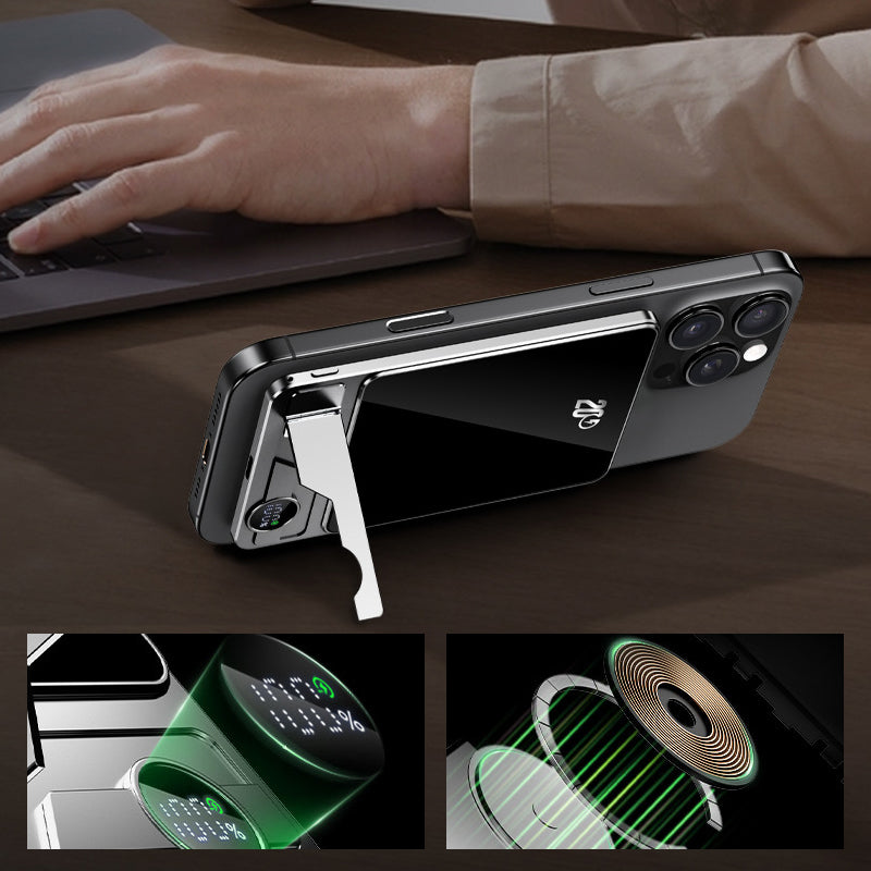 LuxuraTech Dual-Mode Magnetic Power Bank | Versatile charging solution with integrated stand for ultimate convenience