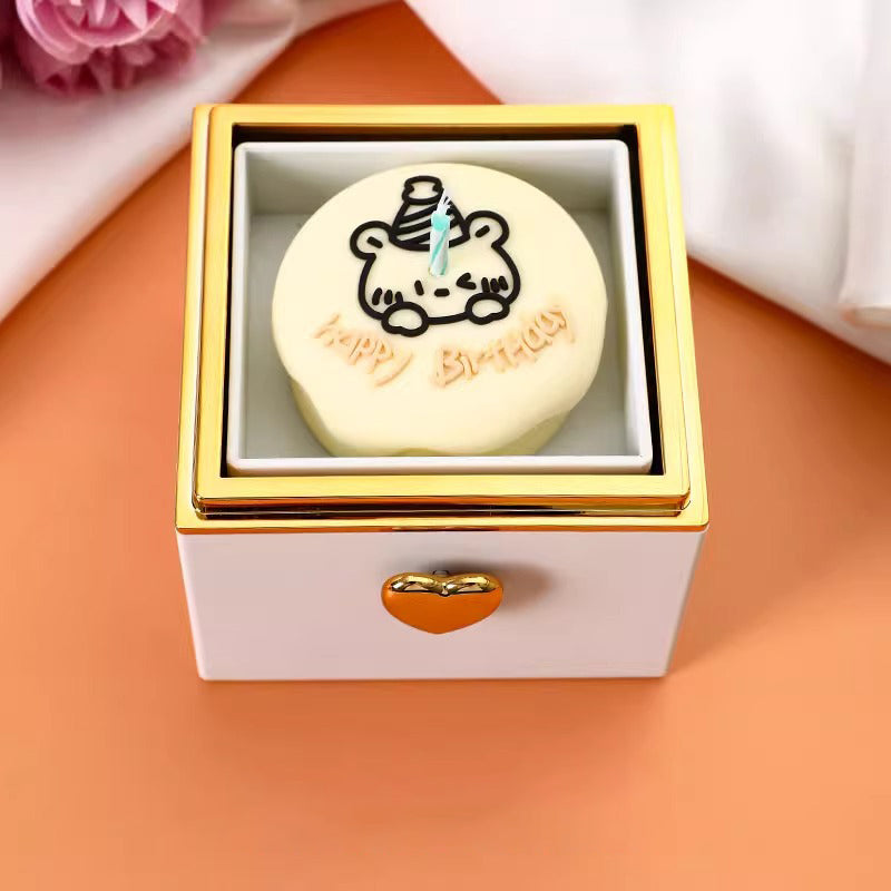 Creative sweet bear cake rotating ring box