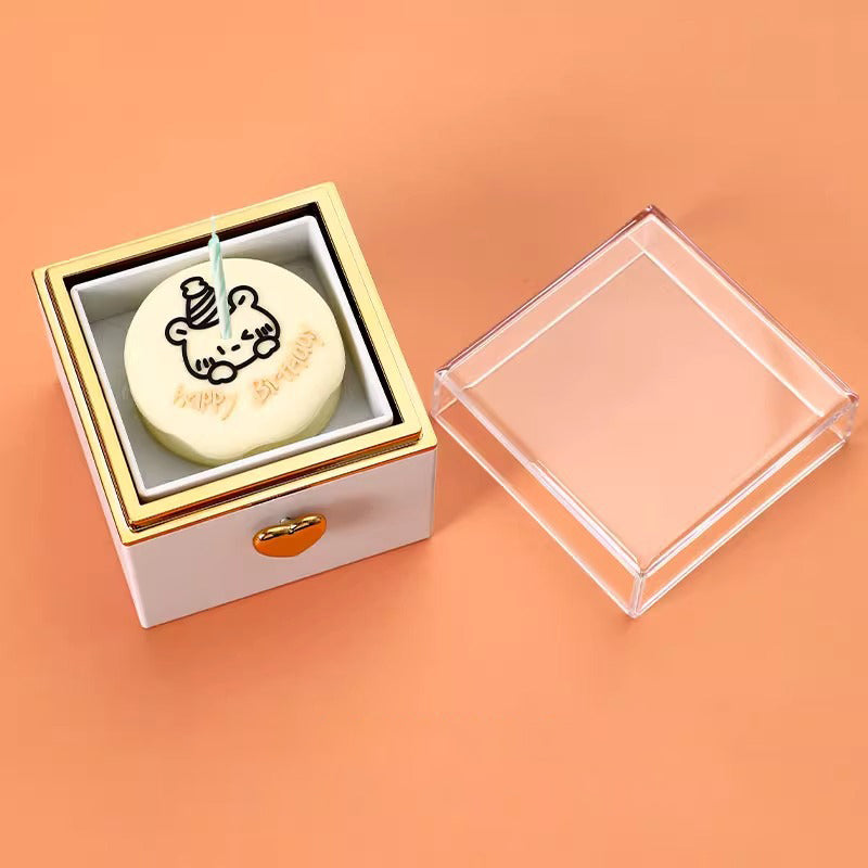 Creative sweet bear cake rotating ring box