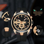 Stylish sports watch with glowing display, silicone strap, and waterproof design