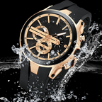 Stylish sports watch with glowing display, silicone strap, and waterproof design