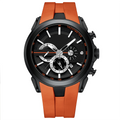 Stylish sports watch with glowing display, silicone strap, and waterproof design