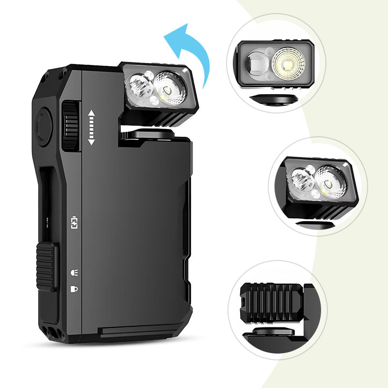 Portable mini flashlight with rotating head