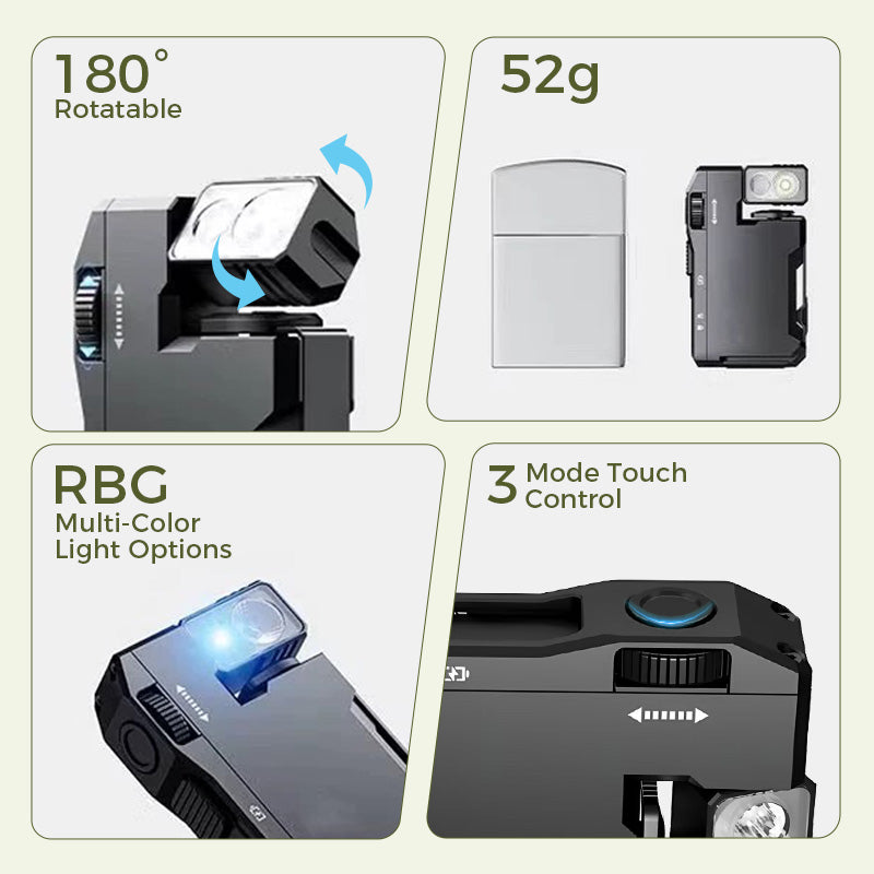 Portable mini flashlight with rotating head