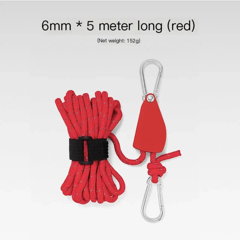 Portable Adjustable Fix Tent High Strength Quick Release Pulley Camping Rope