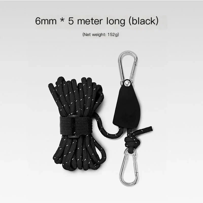 Portable Adjustable Fix Tent High Strength Quick Release Pulley Camping Rope
