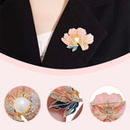 Elegant enameled peony brooch for women