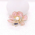 Elegant enameled peony brooch for women