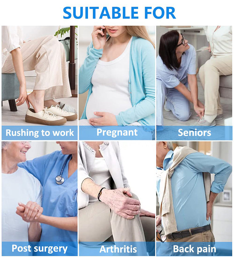 Adjustable long shoehorn with sock remover for seniors