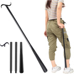 Adjustable long shoehorn with sock remover for seniors