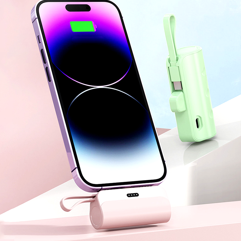 Portable Power Bank with High Capacity and Built-in Cables
