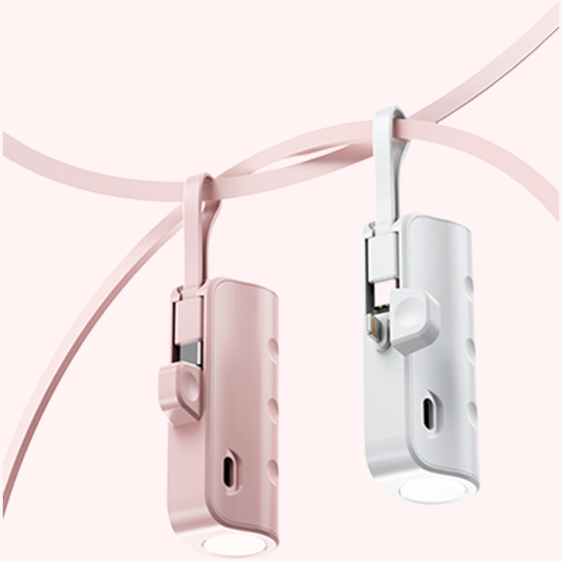 Portable Power Bank with High Capacity and Built-in Cables