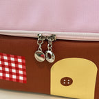 Color block colored, house-shaped handheld cosmetic bag with large capacity