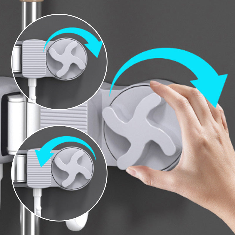 Bore-free suction cup mop holder for the bathroom