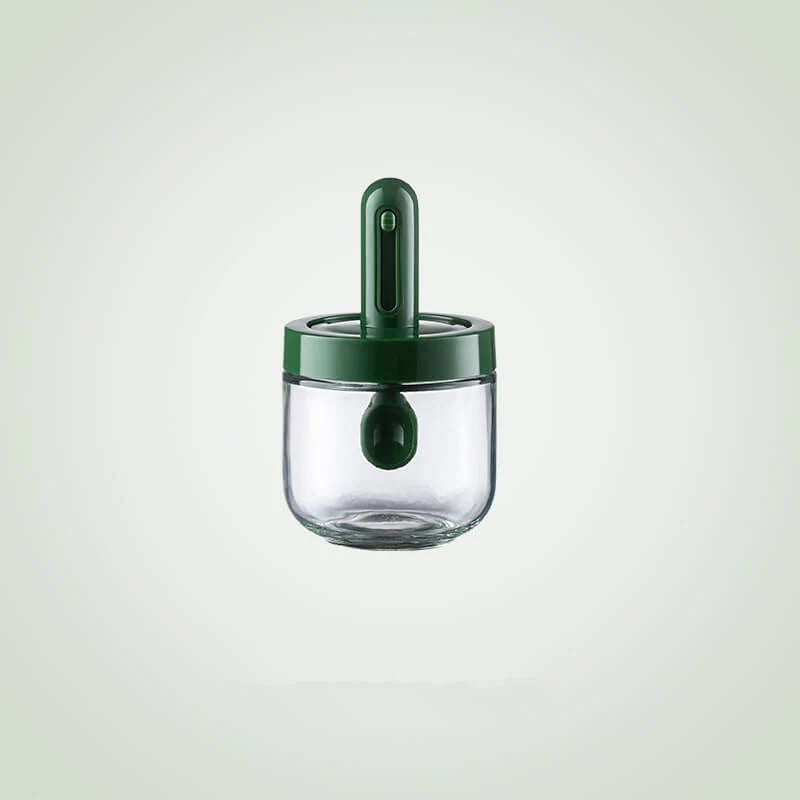 Spice jar with retractable spoon
