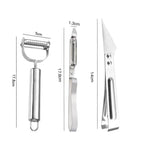 3-piece set with peeling tools in stainless steel