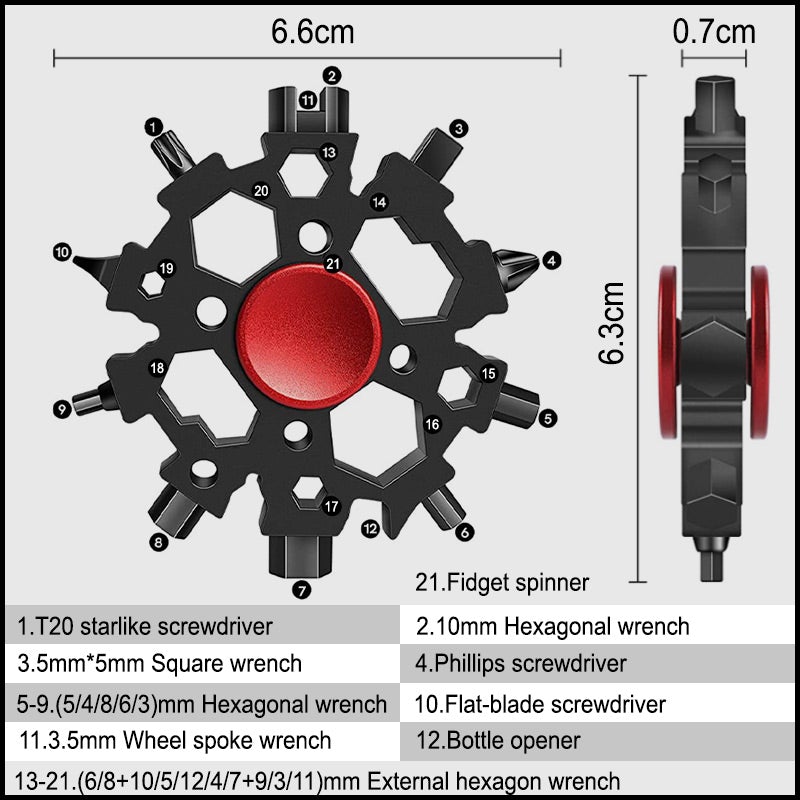 Multifunctional snowflake key with fingertip gyro
