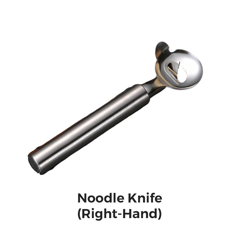 Stainless steel noodle knife with slotted design