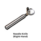 Stainless steel noodle knife with slotted design