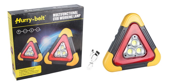 2-IN-1 solar-powered warning light at the roadside