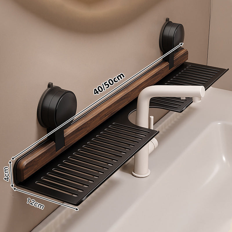 Shelf with suction cups in walnut