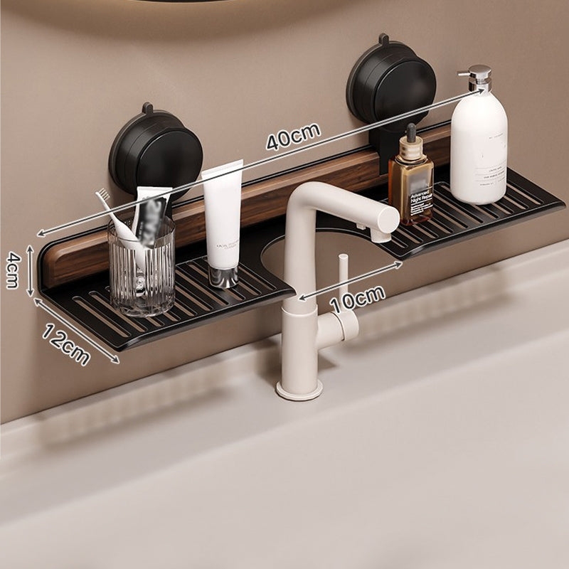 Shelf with suction cups in walnut