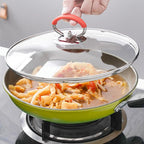 Silicone pot lid with anti-scalding knob that keeps the handle