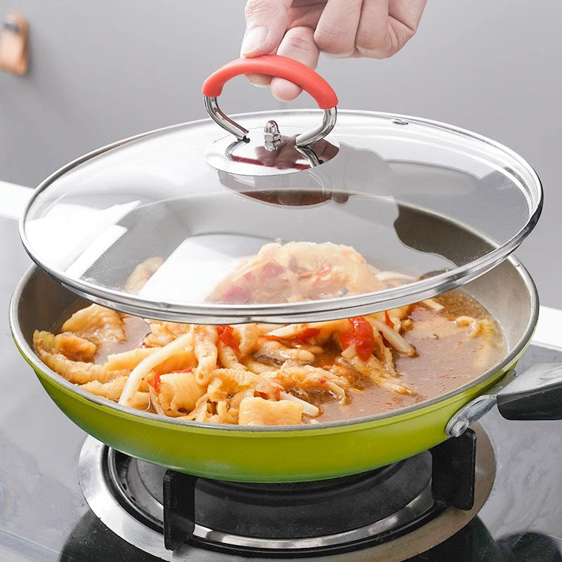 Silicone pot lid with anti-scalding knob that keeps the handle